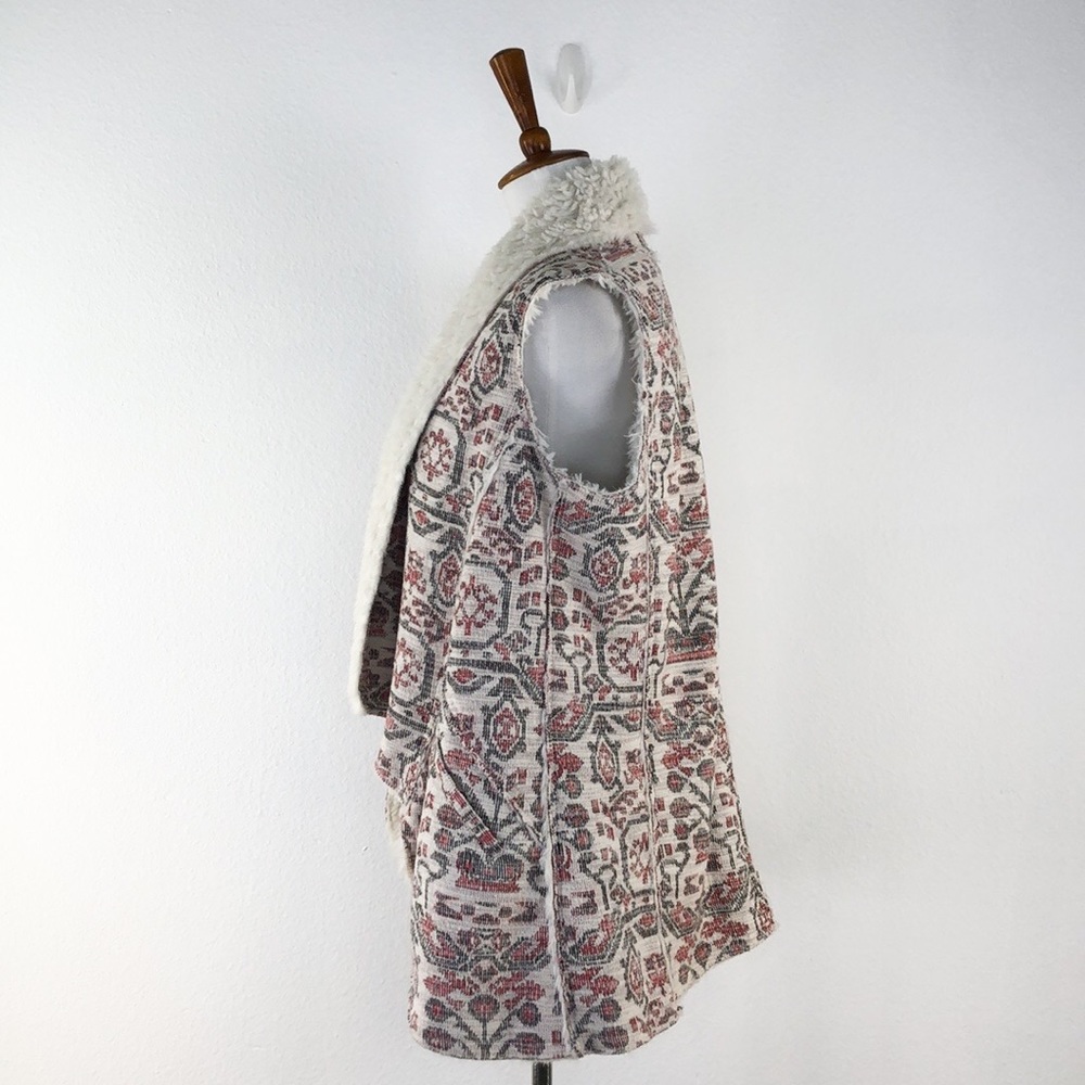Anthro Hei Hei Jacquard Shearling Lined Vest, XS - Picture 3 of 8